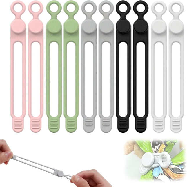 Colorful Reusable Silicone Cord Cable Organizer Ties, 10-Piece Set