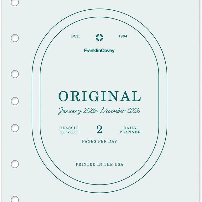 Original Two Page Per Day Ring-Bound Planner, Jan 2026 - Dec 2026, Classic