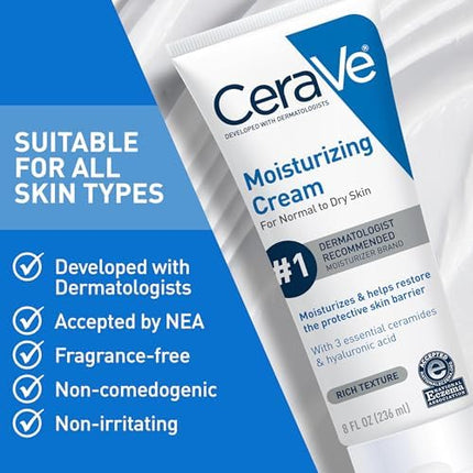 CeraVe Moisturizing Cream 19oz – Hydrating Body & Face Moisturizer for Dry Skin