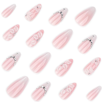 PawHaven RefugioPata 24Pcs White French Tip Press on Nails Medium Almond Fake Nails with Silver — Pet Supplies