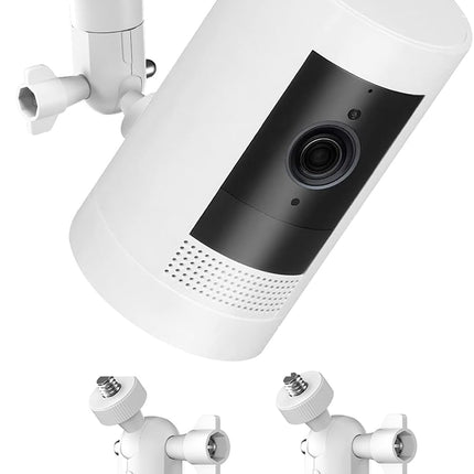 2 Pack No-Drill Indoor/Outdoor Camera Wall Mounts – 360° Adjustable with Strong Adhesive & Screw Option