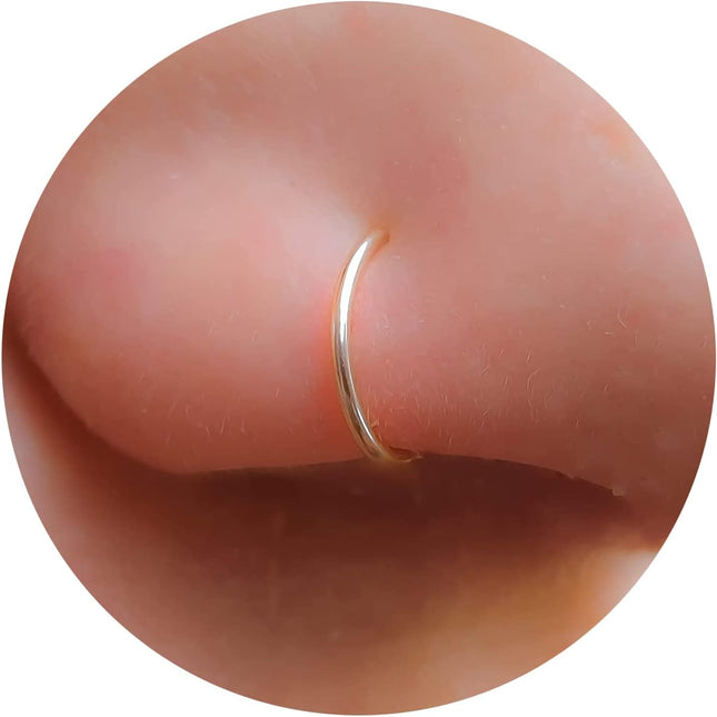 Gold Nose Ring - Tiny Thin 20 Gauge 7mm 14k Gold Filled Nose Hoop