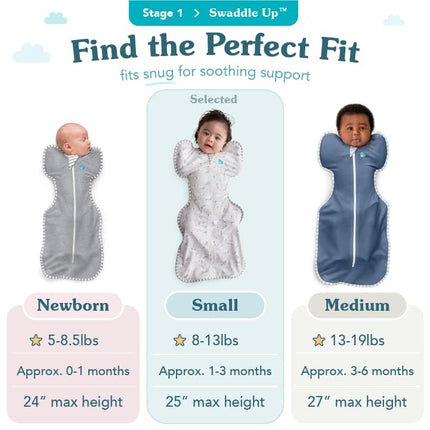 Gray Newborn Swaddle Sleep Sack, Small 8-13 lbs
