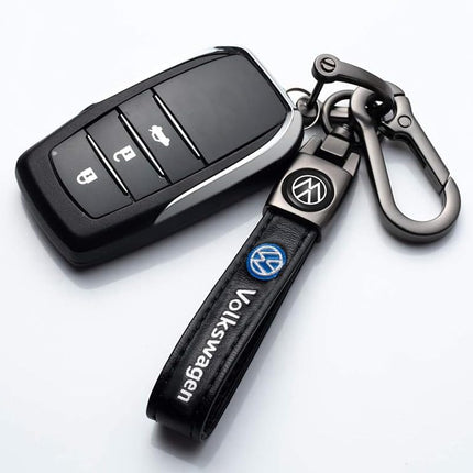 Leather Car Keychain Keyring with Car Key Lanyard
