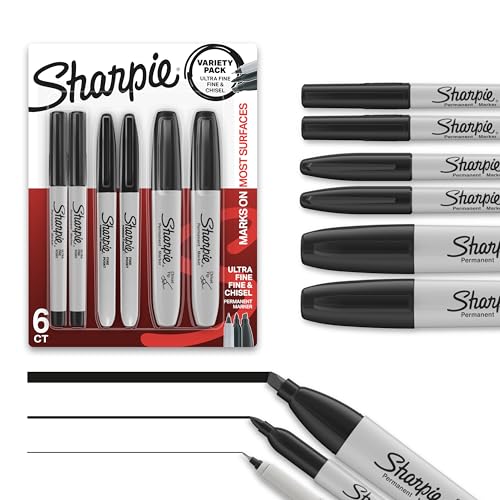 Permanent Markers Variety Pack, 6 Count with Chisel, Fine, and Ultra-Fine Tips
