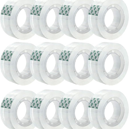 12 Rolls Clear Transparent Tape Refills, 3/4 x 1000 in