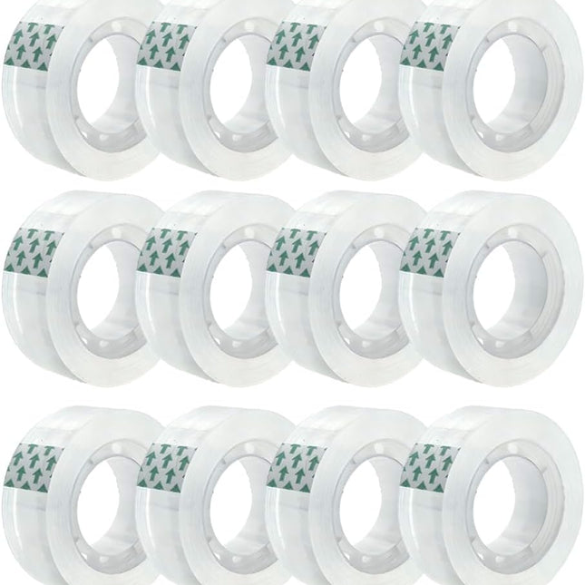 12 Rolls Clear Transparent Tape Refills, 3/4 x 1000 in