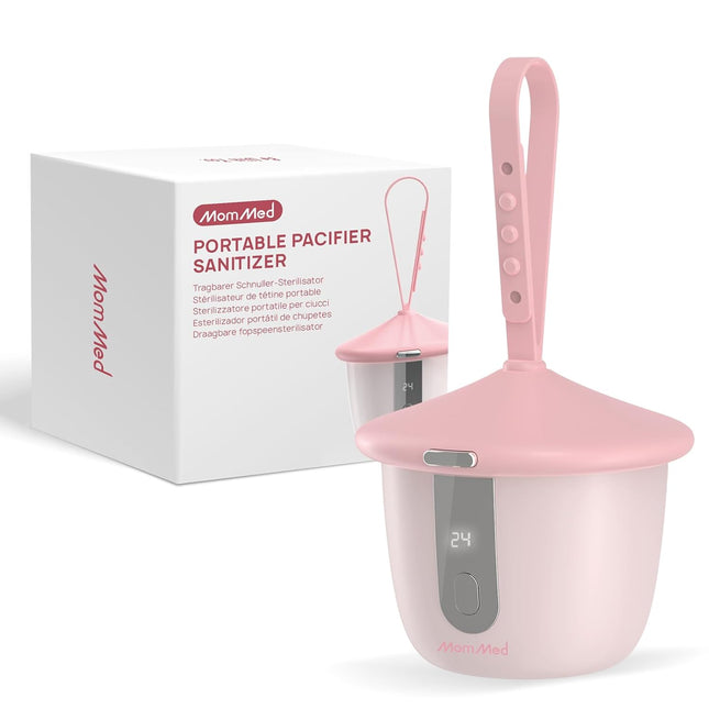 Portable Pink Pacifier Sanitizer with Smart Display