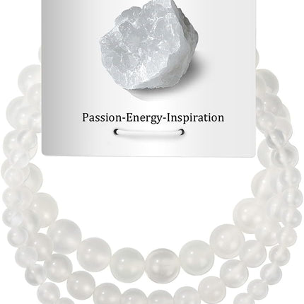 3-Piece Natural Selenite Stretch Bracelet Set