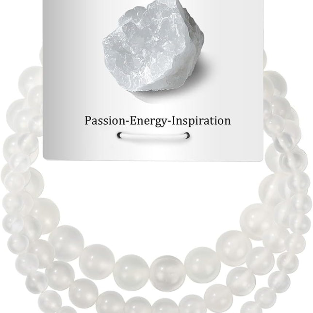 3-Piece Natural Selenite Stretch Bracelet Set