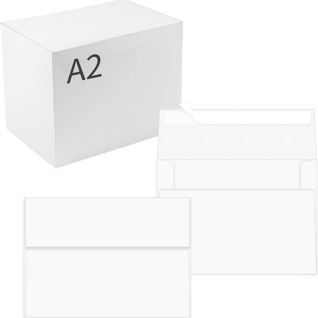 200 Pack A2 White Self-Seal Invitation Envelopes, 4.375 x 5.75 in