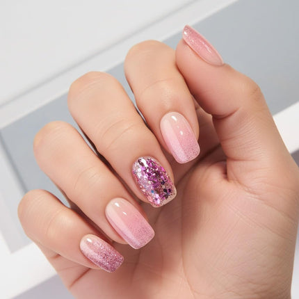Medium Square Multicolor Reusable Press-On Nails, 30 PCS
