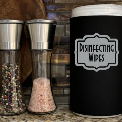 SourceToHome FuenteACasa Disinfecting Wipes Cover with Silver Label Modern (Large, Black) — Home & Lifestyle