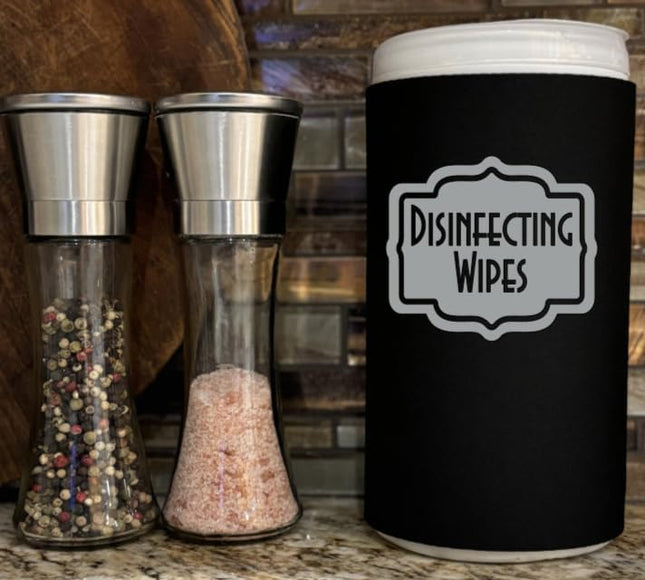 SourceToHome FuenteACasa Disinfecting Wipes Cover with Silver Label Modern (Large, Black) — Home & Lifestyle