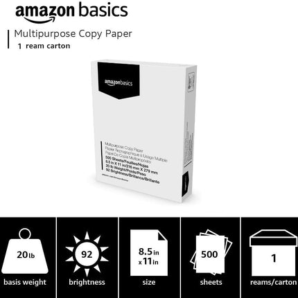 Jam-Free Multipurpose Copy Printer Paper, 8.5 x 11, 20 lb, 500 Sheets