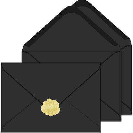 A7 Black V-Flap Invitation Envelopes, 30 Pack