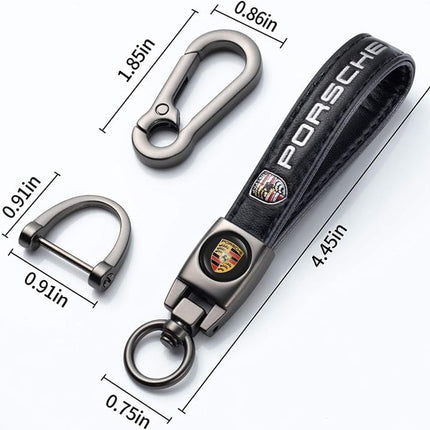 Leather Car Keychain Keyring with Key Lanyard