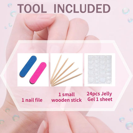 3D Almond French Press-On Nails, Size S