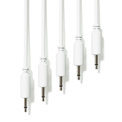5-Pack Mono Modular Patch Cables, TS 3.5mm 1/8 Inch, White, 15 cm