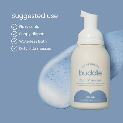 Clean Cheeks Baby Micellar No-Rinse Foam Cleanser with Chamomile, Witch Hazel, Arnica Montana, Skin Barrier Supporting, 3.4 oz