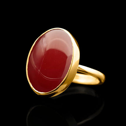 Natural Labradorite Crystal Ring 24K Gold Vermeil 925 Sterling Silver Oval — Home & Lifestyle