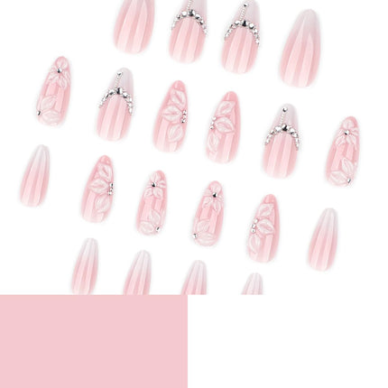 PawHaven RefugioPata 24Pcs White French Tip Press on Nails Medium Almond Fake Nails with Silver — Pet Supplies