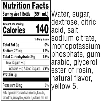 Lemon-Lime Thirst Quencher Sports Drink, 20 Fl Oz, Pack of 8