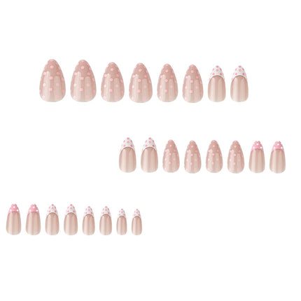SourceToHome FuenteACasa Pink Polka Dot Press on Nails - Short Almond Fake Nails — Home & Lifestyle