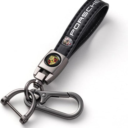 Leather Car Keychain Keyring with Key Lanyard