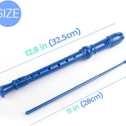 Blue German Style Soprano Recorder in C Key