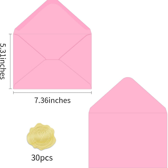 Pink A7 V-Flap Envelopes, 30 Pack for 5x7 Cards and Photos