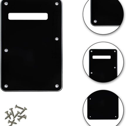 Black 3ply 6-Hole Guitar Back Plate Cavity Cover