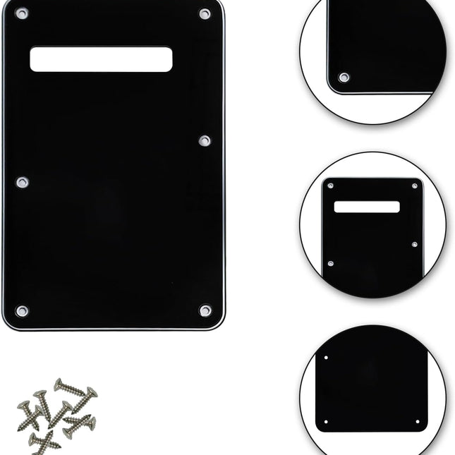 Black 3ply 6-Hole Guitar Back Plate Cavity Cover