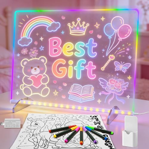 LED Note Board with 7 Colors, 13" x 10" Drawing Board for Kids