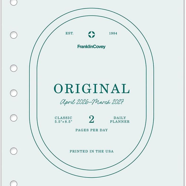 Original Two-Page-Per-Day Planner Refill, Ring-Bound Classic, Apr 2026-Mar 2027