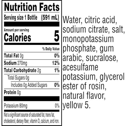 Zero Sugar Lemon-Lime Thirst Quencher Sports Drinks, 20 oz Bottles, Pack of 8