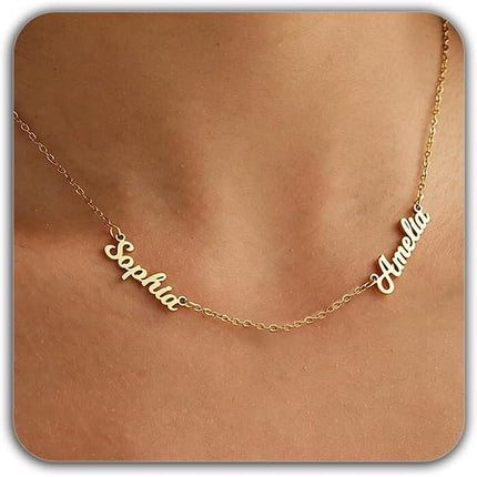 Custom 2-Name 18K Gold-Plated Family Necklace for Women