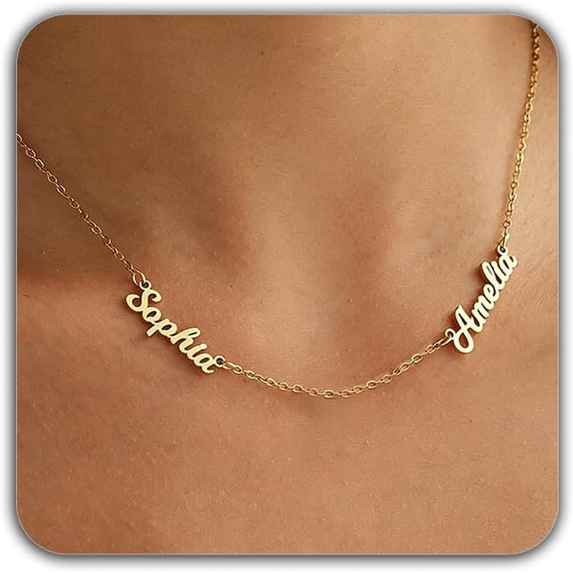 Custom 2-Name 18K Gold-Plated Family Necklace for Women