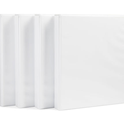 3-Ring Binder with Round Rings and Interior Pockets, 1-Inch, White, 4-Pack