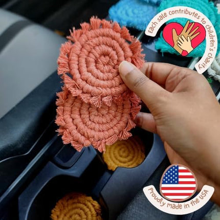 DriveForge ForjaRuta Cotton Car Coasters for Cup Holders, 2PC Car Cup Coasters — Auto & Moto