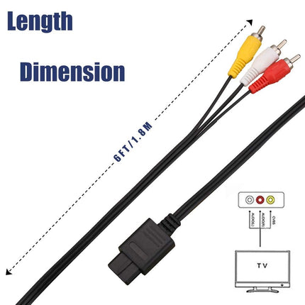 6-Foot Composite AV Video Cord for Classic TV Game Consoles