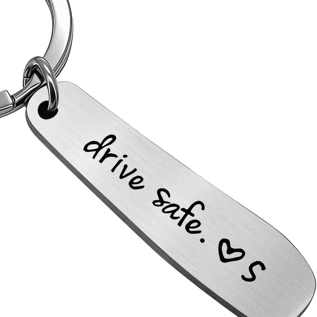 Drive Safe Personalized Initial Keychain for Him