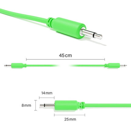 5-Pack Green Mono Modular Patch Cables, 3.5mm TS, 10 cm