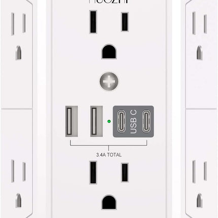 Outlet Extender Surge Protector with 6 Outlets and 4 USB Ports