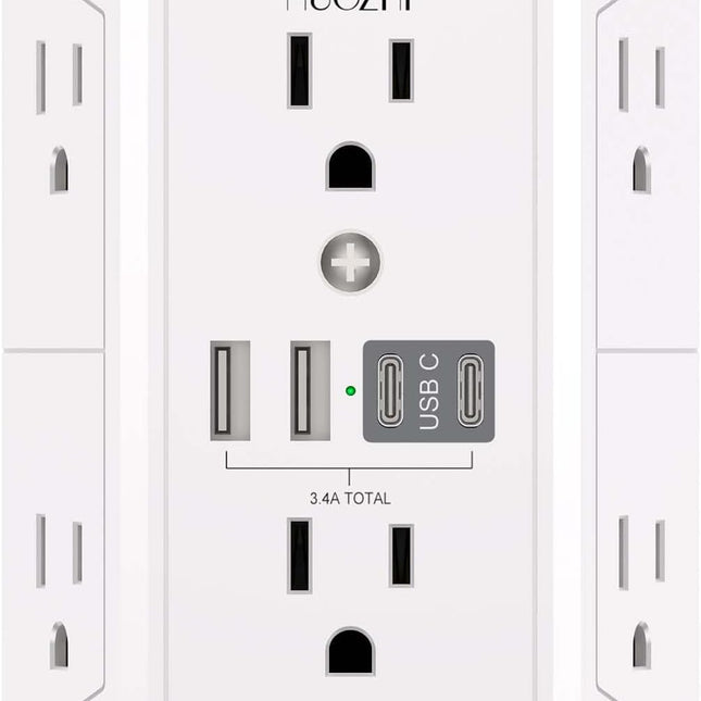 Outlet Extender Surge Protector with 6 Outlets and 4 USB Ports