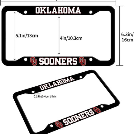 DriveForge ForjaRuta 1PC Aluminum License Plate Frames for Oklahoma Sooners,Metal Matte Black — Auto & Moto