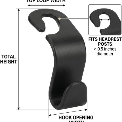 4 Pack Black Car Seat Headrest Hooks