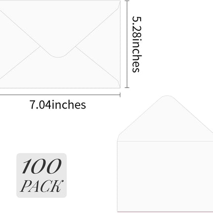 A7 White Envelopes 100 Pack for 5x7 Cards and Photos