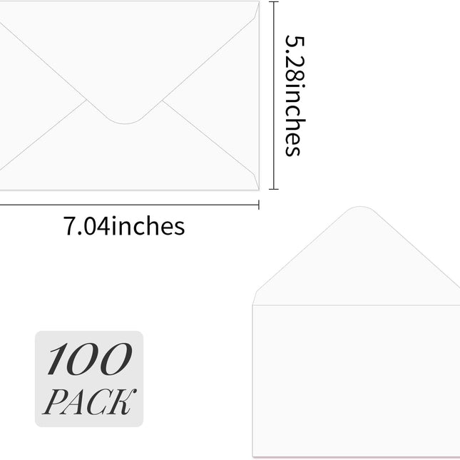 A7 White Envelopes 100 Pack for 5x7 Cards and Photos