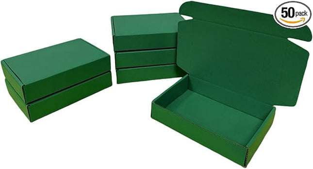 50-Piece Hunter Green Mini Corrugated Shipping Boxes
